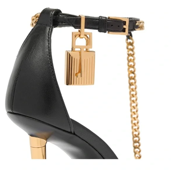 Tom Ford Black and Gold Chain Heels - Picture 15 of 16